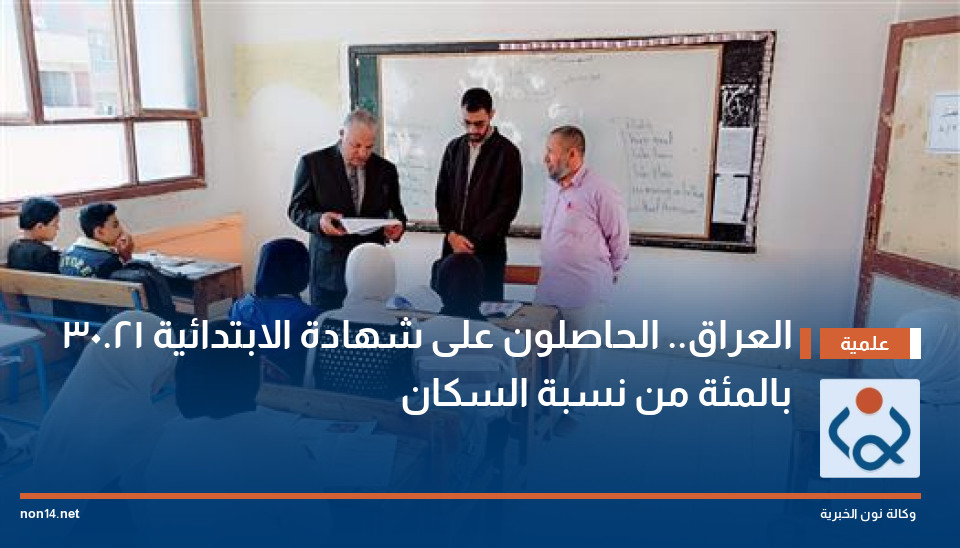 العراق.. الحاصلون على شهادة الابتدائية 30.21 بالمئة من نسبة السكان