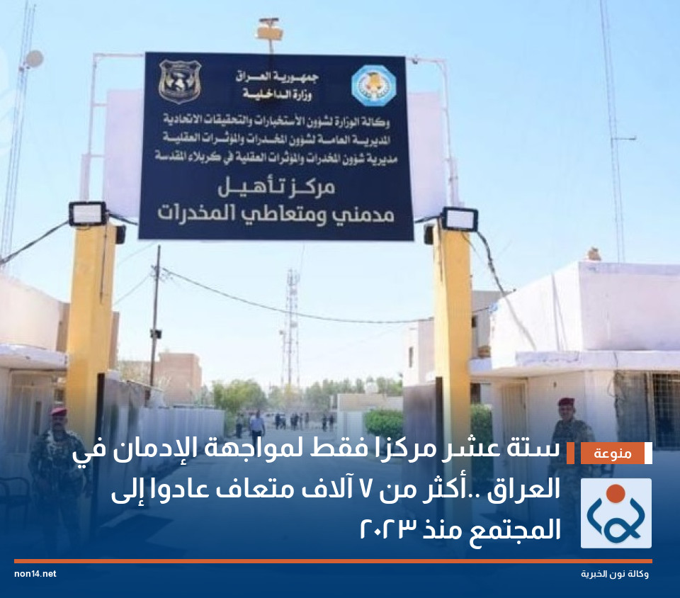 16 مركزا فقط لمواجهة الإدمان في العراق ..أكثر من 7 آلاف متعاف عادوا إلى المجتمع منذ 2023