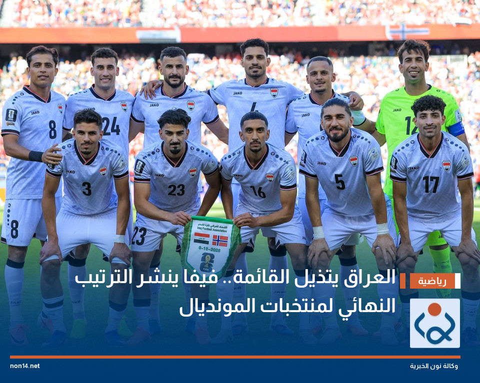 العراق يتذيل القائمة.. فيفا ينشر الترتيب النهائي لمنتخبات المونديال