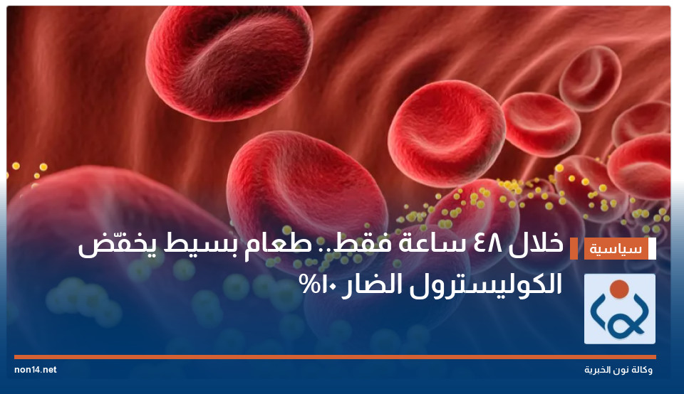 خلال 48 ساعة فقط.. طعام بسيط يخفّض الكوليسترول الضار 10%