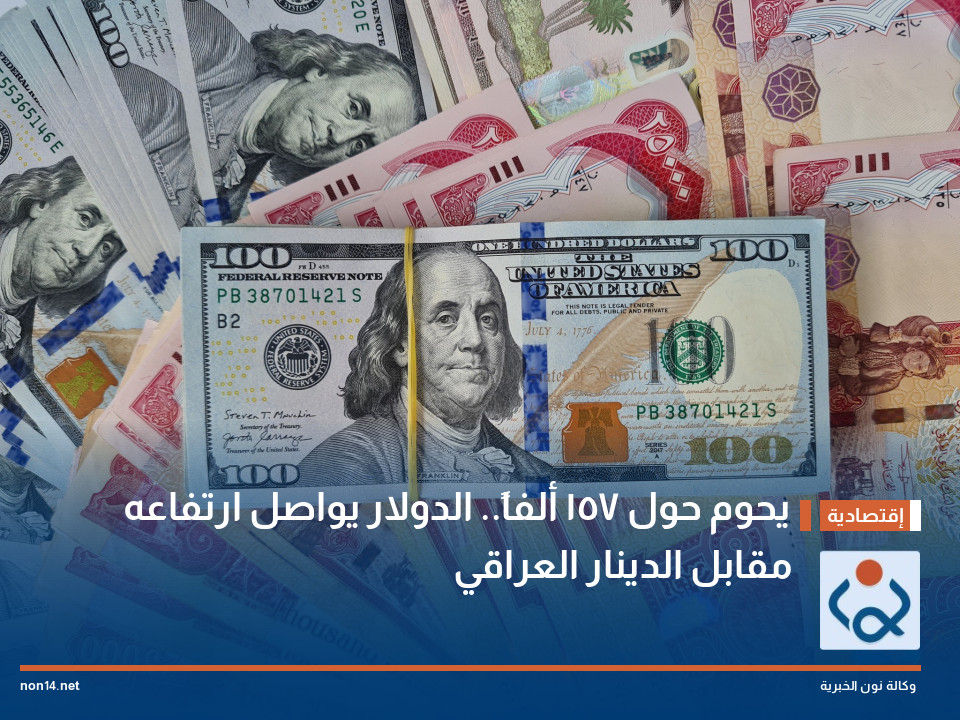 يحوم حول 157 ألفاً.. الدولار يواصل ارتفاعه مقابل الدينار العراقي