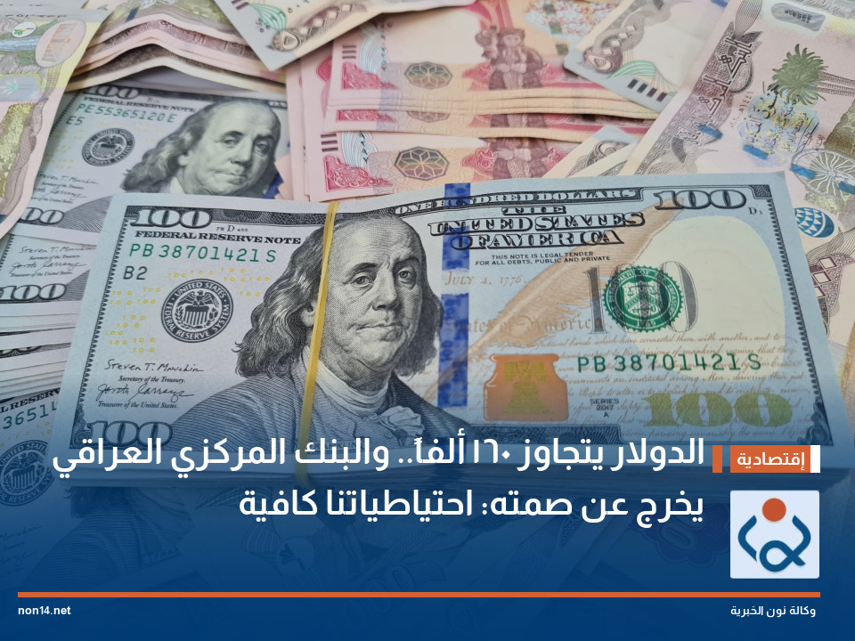 الدولار يتجاوز 160 ألفاً.. والبنك المركزي العراقي يخرج عن صمته: احتياطياتنا كافية
