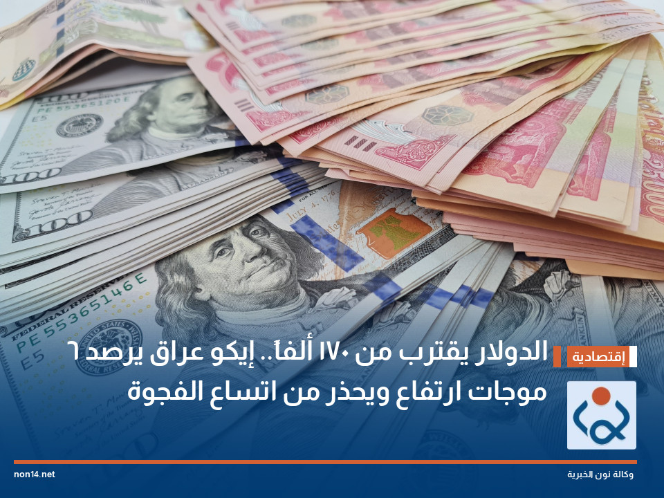 الدولار يقترب من 170 ألفاً.. إيكو عراق يرصد 6 موجات ارتفاع ويحذر من اتساع الفجوة