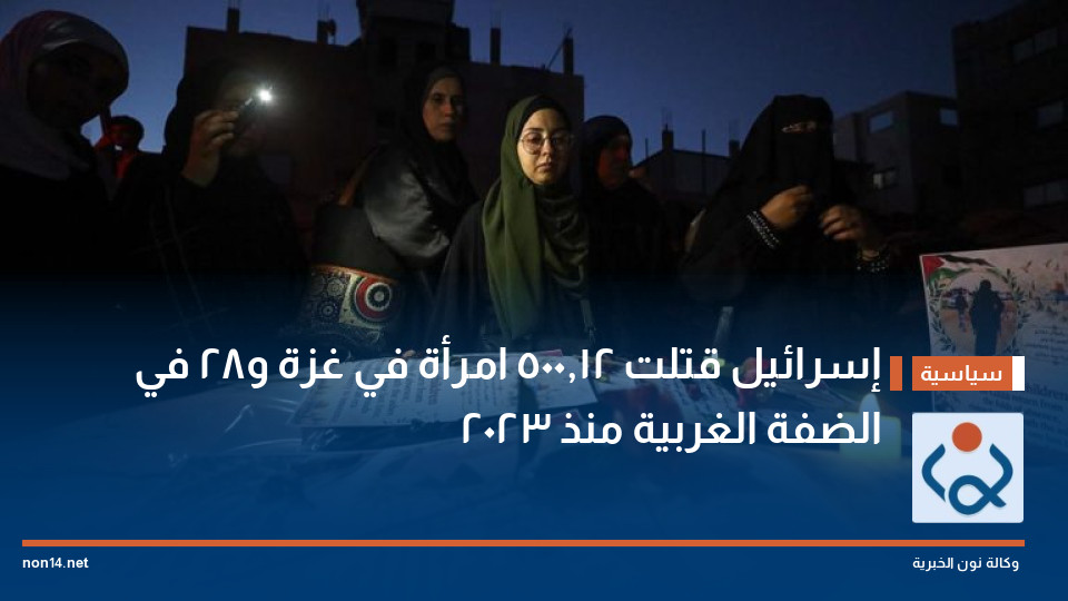 إسرائيل قتلت 12,500 امرأة في غزة و28 في الضفة الغربية منذ 2023