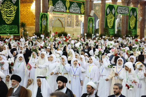 احتفين بارتداء الحجاب وسن التكليف الشرعي:احتفالية كبيرة تحضرها 2000 فتاة قرب ضريح الامام الحسين