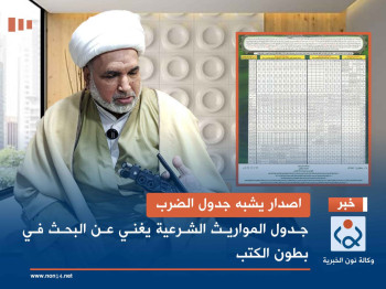 اصدار يشبه جدول الضرب:جدول المواريث الشرعية يغني عن البحث في بطون الكتب