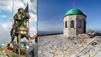 اقاموا تمثالا للعباس بن علي عليهما السلام : تعرفوا على كربلاء في ألبانيا