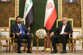 بزشكيان يستقبل الزيدي في طهران ويصف زيارته بانها حدث بالغ الاهمية