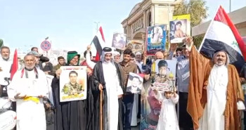 عوائل شهداء الحشد الشعبي في البصرة تتظاهر للمطالبة بتوزيع الاراضي السكنية المخصصة لهم